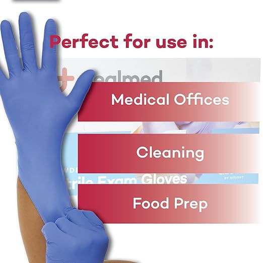 Dealmed Nitrile Exam Gloves – 100 Count Large (Pack of 4) Disposable, Non-Irritating, Latex Free, Multi-Purpose for First Aid Kit, Medical Facilities & More