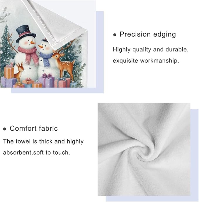 Pfrewn Christmas Winter Towels Set of 3 Blue Cyan Glitter Snowflakes Bathroom Towel Soft Absorbent Bath Hand Towels Washcloth Guest Towel Sets Xmas Holiday Decor