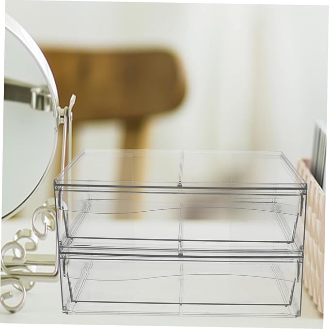 CHILDWEET 2pcs Detachable Acrylic Cosmetic Storage Box Stylish Organizer for Makeup Accessories and Items for Bathroom and Vanity Organization