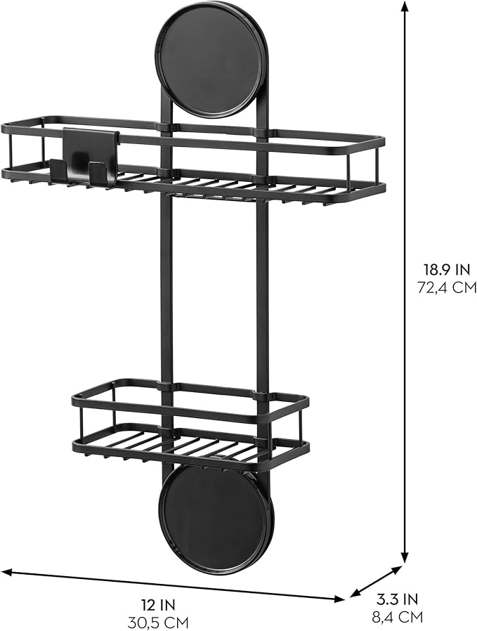 iDesign Self-Adhesive Shower Caddy with Razor Holder - Matte Black