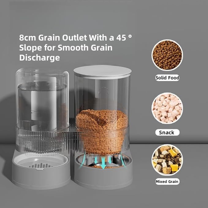 Gravity Cat Feeder and Water Dispenser, 2 in 1 Automatic Cat Feeder with 180 Degree Rotatable, 2 Pack Large Capacity Self Feeding for Small Medium Dog Puppy Kitten, Black, 0.8 Gallon x 2