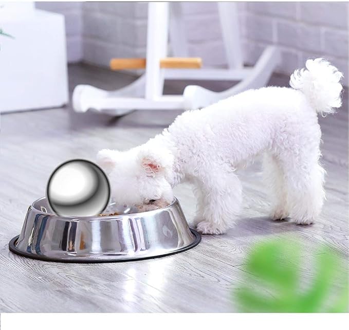 KUNWU SUS304 Stainless Steel Dog Food Slow Feeders Ball - 3.5" Stops Gulping, Bloat, Indigestion, and Rapid Eating, Fun, Healthy, Prevents Obesity Improves Digestion (Extra Large)