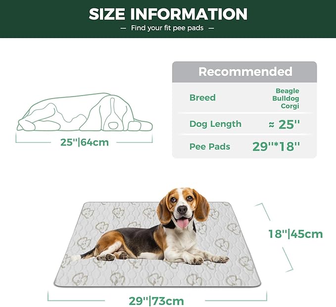 FXW Washable Pee Pads for Dogs, Puppy Pads with Super Absorbent, Specifically Designed for 30inch Cages, 18" x 29" Rectangle, Khaki, 1 Pack