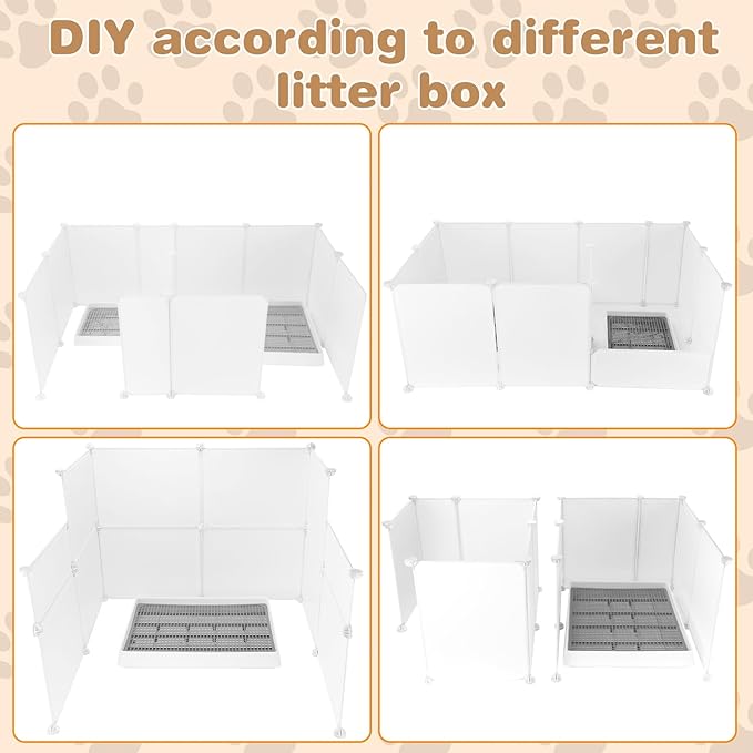 FHTONGE 2 Pack Cat Litter Box Enclosure Splash Guard, Extra Large Pee Shields for Low Sided Box Wall Protector, Spill Proof Privacy Screen for Open Top Pan
