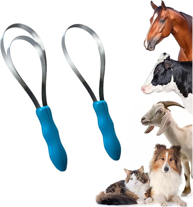 1 Set Dual-Sided Shedding Blade Dog Hair Brush, Stainless Steel Coarse and Fine Teeth Blade Shedding Tool, Brush Scraper with Rubber Handle, for Dogs、Horses、Cattles/Sheep(Single Loop+Double Loops)