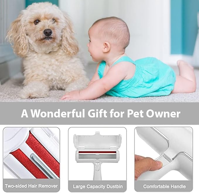Pet Hair Removal Tool - Cat, Dog, Pet Hair Remover for Couch, Furniture, Carpet - Portable, Reusable Lint Roller and Pet Fur Remover Hair Brush