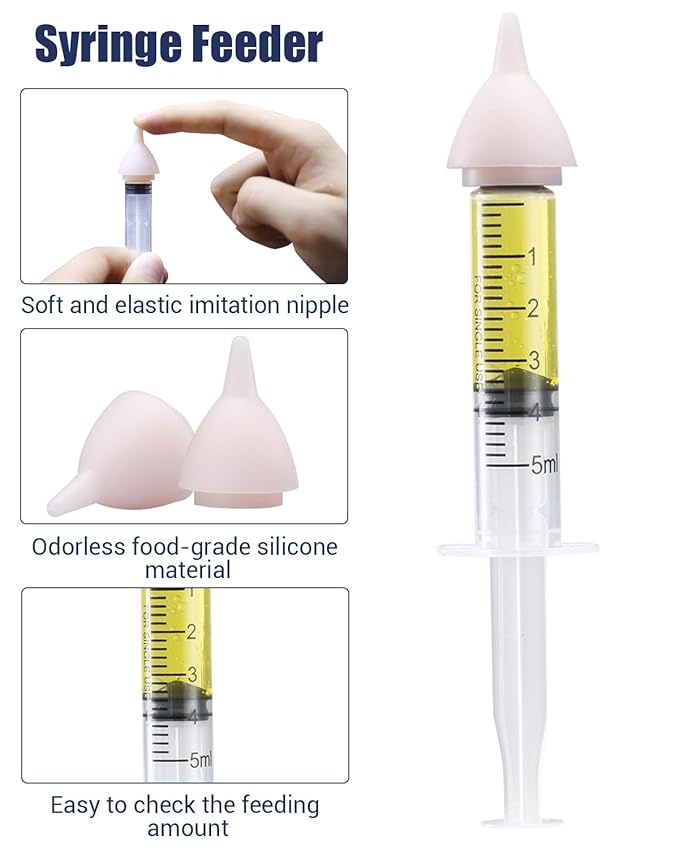 Pet Nursing Bottle, Nursing Bottle Kits, Kitten Bottle Feeding Kit, Suitable for Feeding Newborn Puppy, Kitten, Squirrel, Hamster, Bunny, 1 Milk Bottles, 6 Pet Nipple