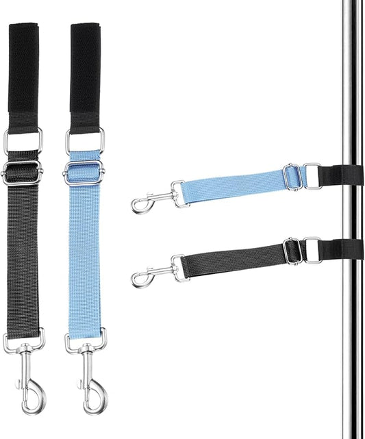 Dog Grooming Loop, Dog Grooming Harness Table Arm Accessories Adjustable Secure and Stable Extender Bathing Restraint Leashes (Black/Sky Blue, 2 Pcs), for Pet Bathing