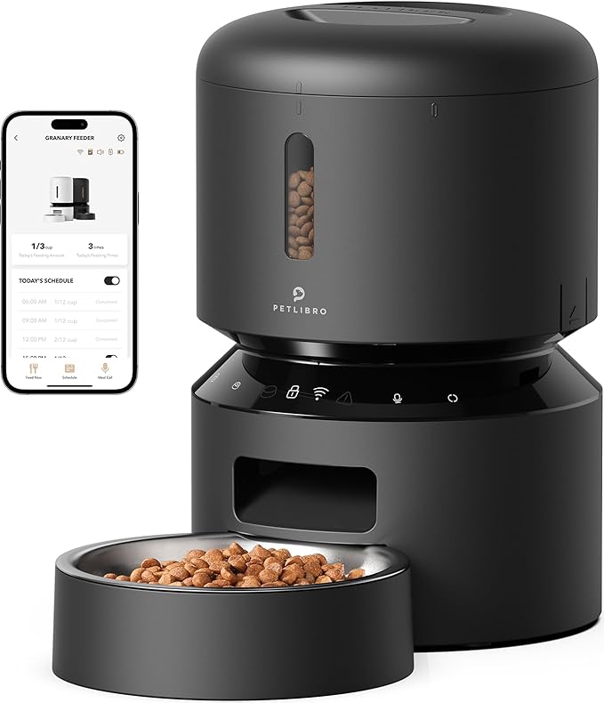PETLIBRO Automatic Cat Feeder, 5G WiFi Pet Feeder with Freshness Preservation, Timed Cat Feeders for Dry Food, Up to 48 Portions 10 Meals Per Day, Granary Pet Feeder for Cat/Dog