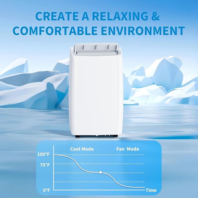 Portable Air Conditioners 14,000 BTU, Air Conditioner Portable With 24H Timer, Window Kit Included, Ultra Quiet AC Unit for Large Room Indoor, 750 Sq.Ft Capacity, White