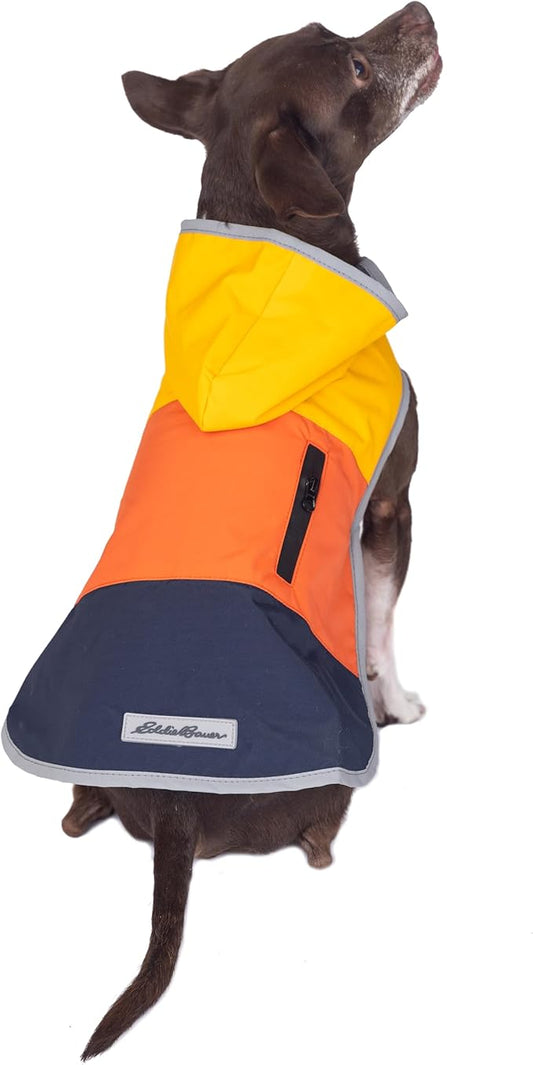 Eddie Bauer E23210XS Ravenna Colorblocked Dog Windbreaker Jacket in Extra Small, Orange and Blue