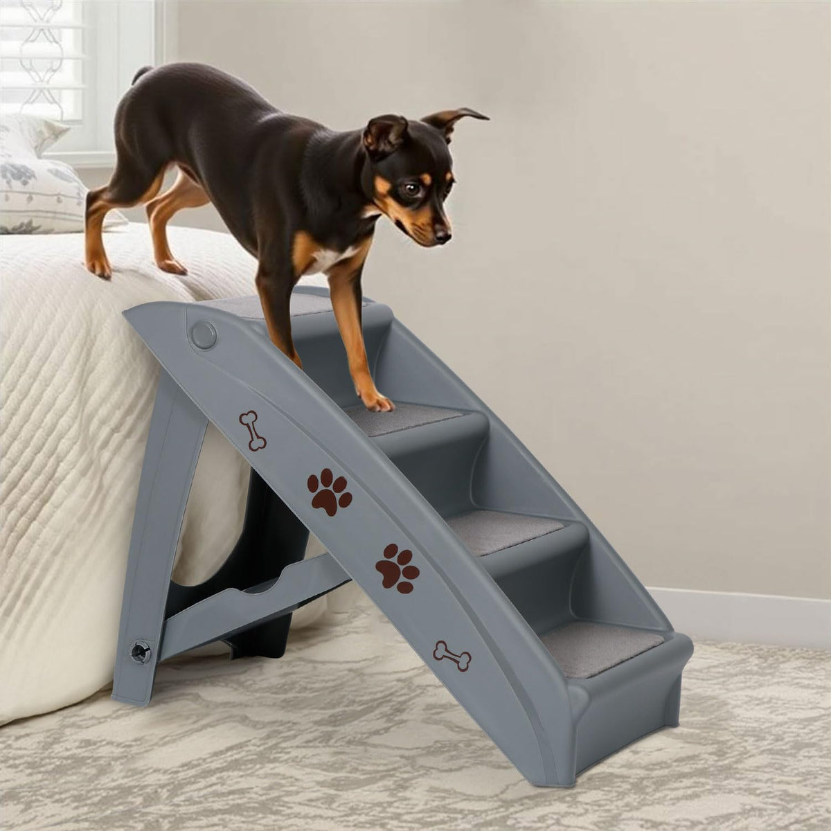 LEMY Foldable Pet Ladder,Pet Stairs with 4 Steps - Image 1