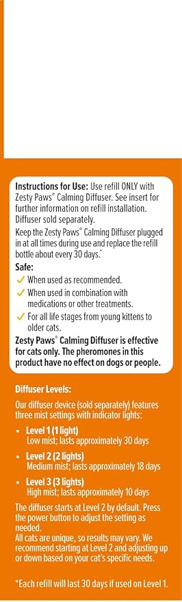Zesty Paws 30 Day Cat Pheromones Calming Diffuser Plug-in Starter Kit - Cat Calming Diffuser for Cats with Stress, Urine Spraying, Scratching, Excessive Grooming & Aggression - 3 Pack Refill