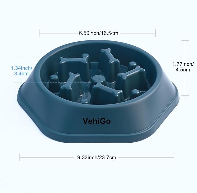 Dog Slow Feeder Bowl for Small & Medium Breeds, Anti-Choking Puzzle Food Bowl, Non Slip Interactive Dog Feeder for Healthy Eating Habits, Dishwasher Washable (Blue)