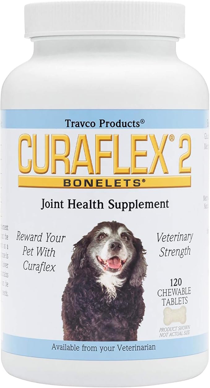 Nutramax Laboratories Curaflex 2 Joint Health Supplement for Dogs, 120 Chewable Tablets