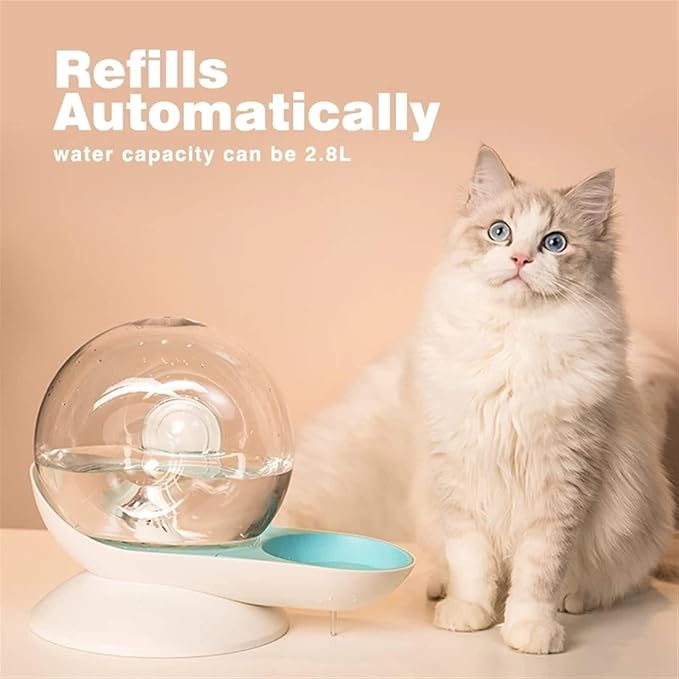 Automatic Snails Bubble Cat Water Bowl, Water Dispenser, No Electricity, 2.8L Pet Drinking Fountain for Cats & Dogs (Blue)