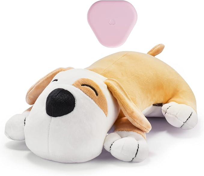 Dog Toy with Heartbeat Puppy Toy Dog Anxiety Toy to Separate Relief for Puppy Cuddle Soother Comfort Calming Create Training Sleep Aid Behavioral Aid Heartbeat Stuffed Animal, Yellow