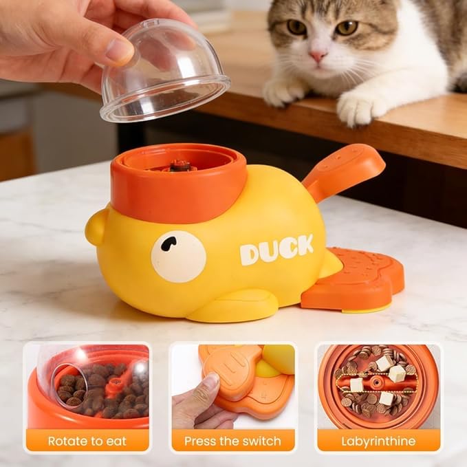 Duck Dog Food Dispenser Toy - 2-in-1 Interactive Puzzle Feeder for IQ Training & Boredom Relief,Durable Slow Feeder Dog Bowl, Mental Stimulation Enrichment Treat Toy for Small & Medium Dogs (3)