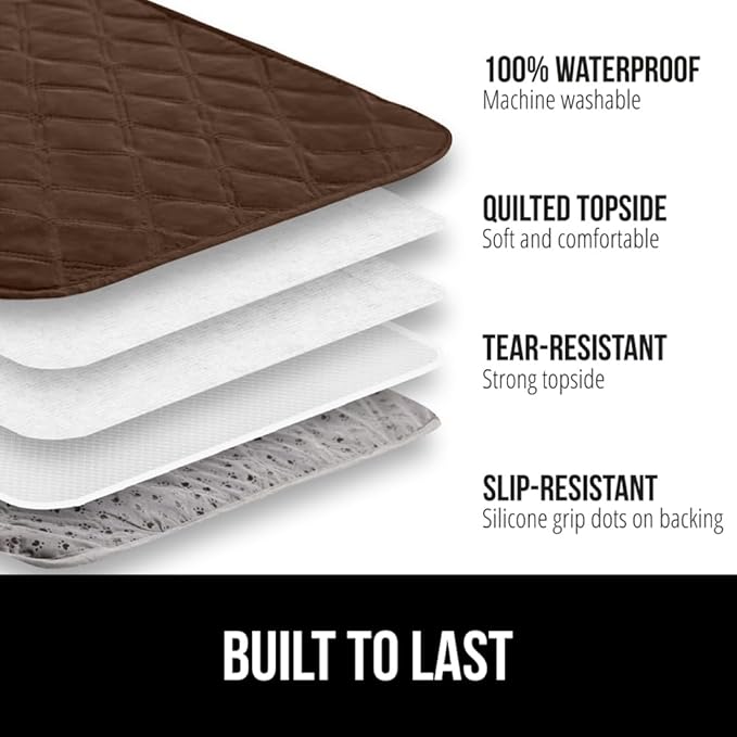 GORILLA GRIP Waterproof Dog Blanket, 52x82 Couch Cover for Dogs Washable, Protects Sofa, Furniture, Crate, Car, RV Essentials Pet Supplies, Tear and Slip Resistant Leakproof Cushion Cover, Brown