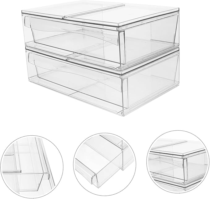 Makeup Storage Organizers 2pcs Desktop Sundry Holder with Drawers Acrylic Cosmetic Box