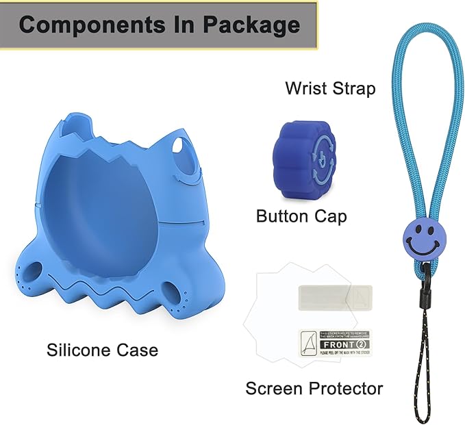 Silicone Case for Tamagotchi Paradise with Button Cap, Protective Cover with Screen Protector and Lanyard for Tamagotchi Paradise Pet Accessories (Blue)
