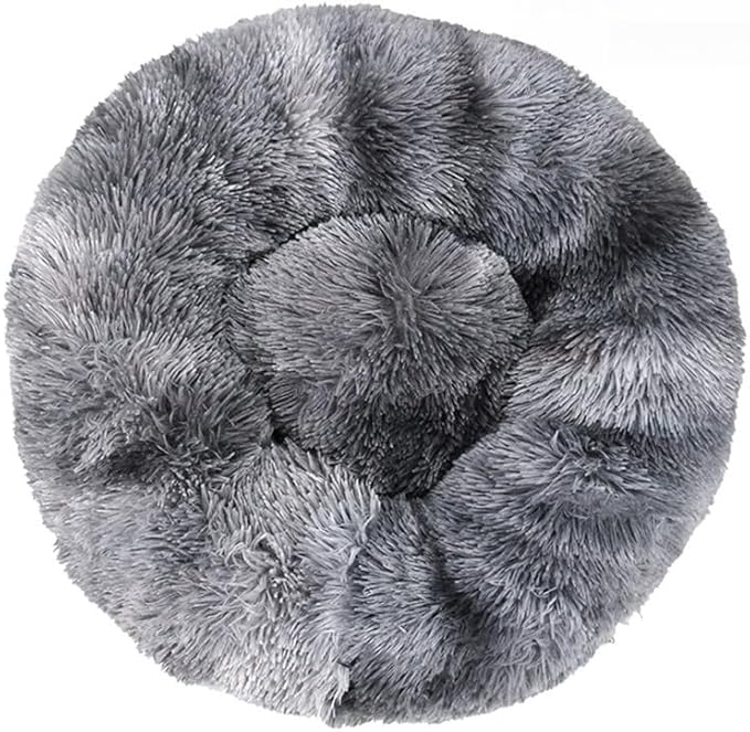 Anxiety Relief Dog Bed - Mr Fluffy Friend Anti-Anxiety Original Calming Plush Pet Bed for Chewing, Crate Training & Thunderstorm Stress (A-Grey,XL-80CM)