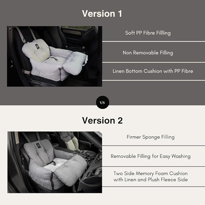 JACKO & CO Premium Dog Car Seat – Safe & Cozy Travel Bed and Carrier for Small Dogs, Puppies, Pets up to 25 lbs, Clip-On Leash & Storage Pockets, Water-Resistant, Machine Washable (Black, Small)