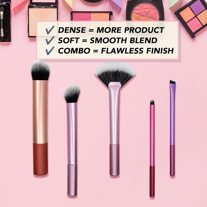Earth & I 5-Piece Premium Eye Makeup Brush Set – Matte Sateen Pink & Rose Gold Edition – Professional Blending & Mixing Kit – Vegan Synthetic Bristles for Flawless Eyeshadow Application