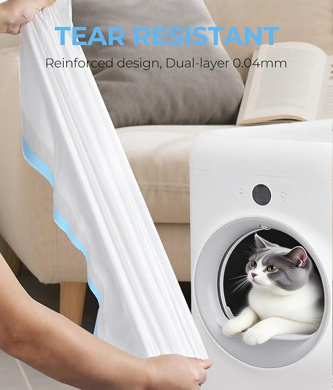 80 Count Automatic Cat Litter Bags Compatible with PURA MAX 2/MAX/X & ScoopFree Clumping, Tear-free & Leak-Proof Self-cleaning Cat Litter Box Waste Bags with Durable Drawstring 22.8" x 11.8"