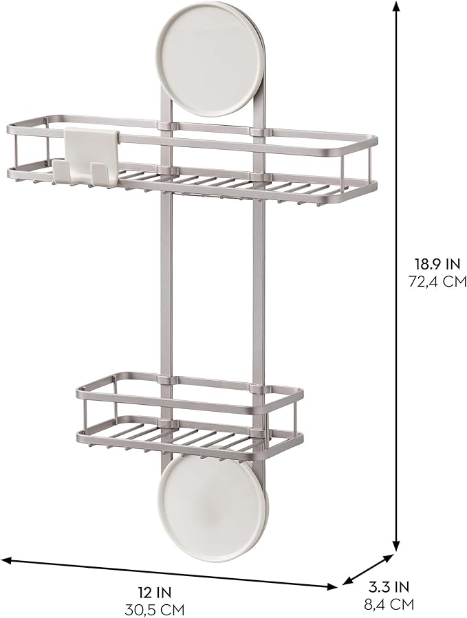 iDesign Self-Adhesive Shower Caddy with Razor Holder - Satin