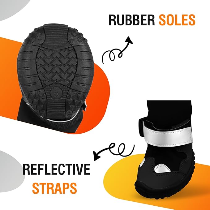 Dog Suspender Boots with Fleece Lining, Waterproof Dog Snow Boots Anti-Slip Rubber Sole Dog Booties and Paw Protectors Winter Shoes for Dogs Legging Dog Shoes for Small Medium Large Dogs(B,5)