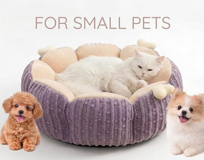 Cat Cave Bed for Indoor Cats - Calming Plush Cat Bed, Washable Anti-Slip Cat Nest, Cozy Kitten Bed 18 Inch for Cats up to 15 lbs