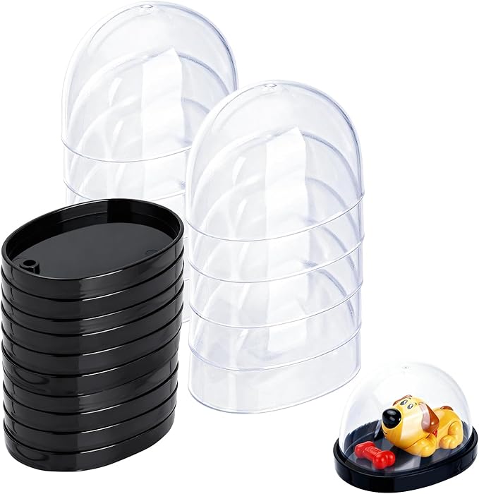 10 Pack Desk Pet Containers, Individual Desk Pet Domes, Clear Plastic Small Storage Box, with Secure Snap Lid, Protect Pets from Dust and Water, Ideal Accessories for Most Desktop Pets