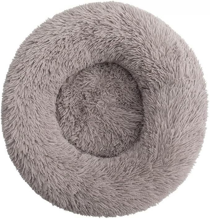 Anxiety Relief Dog Bed - Mr Fluffy Friend Anti-Anxiety Original Calming Plush Pet Bed for Chewing, Crate Training & Thunderstorm Stress (B-Brown,M-60CM)