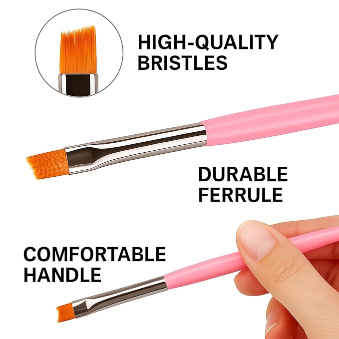 8PCS Nail Art Brushes Set, Flat and Angled Painting Brushes for Acrylic Nail Art Design, Gel Polish Application, Petal and Flower Pattern Drawing Tools for Beginners and Professionals