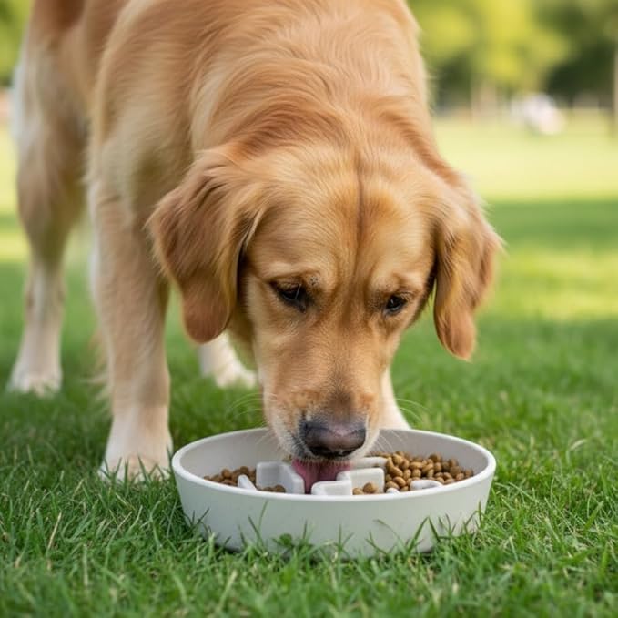 Sustainable Dog Slow Feeder Bowl – 11.8 OZ (350 ML) | Eco-Friendly Material, Dishwasher Safe | Suitable for Dry and Wet Food | Durable and Easy to Clean | Off White
