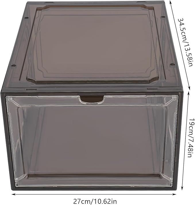 12 Pack Black Brown Shoe Boxs, Acrylic Shoe Storage Box W/ Magnetic Door, Front Door Opening, Stackable Shoe Container, Multifunctional Sneaker Organizer, Acrylic Shoe Display Case 10.63*13.58*7.48in