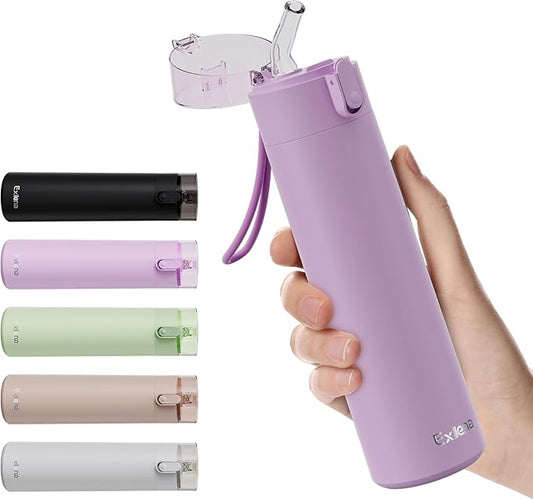 9oz Small Water Bottles with Straw, Mini Water Bottle with One-Hand Open Design, Leak-Proof Locking Lid for Hot&Cold Drinks, Small Travel Water Bottle - 100% Leakproof for School, Travel...(Lilac)