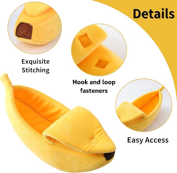 Small Animal Bed Warm Cozy Banana Cave Hideout Sleep Nest House Habitat for Hedgehog Hamster Rat Chinchilla Guinea Pig Ferret Chinchilla Cage Accessories Pet Supplies (Small, Yellow)