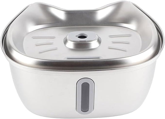 Cat Fountain 3L Stainless Steel Cat Water Fountain Automatic Water Circulation Filtered Water Feeder Pet Water Dispenser for Cats and Small Dogs Pet Water Dispenser