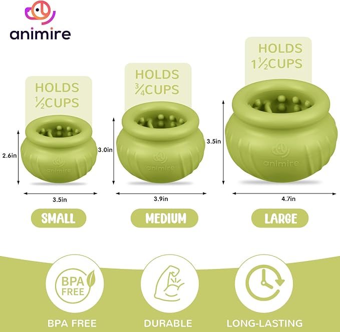 Wobbly Dog Enrichment Lick Toy, Stuffable Frozen Lick Bowl to Keep Dogs Busy, Long-Lasting Interactive Treat Dispensing Dog Toy, Silicone Fetch Catch Chew Toy(Green,S)