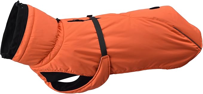 Puffer Dog Winter Coat for Rain and Snow, Water-Repellent and Windproof Jacket Keeps Dogs Warm and Dry, High Collar and Harness Opening Design, Ideal Dog Stocking Stuffer (Aurantium, X-Small)