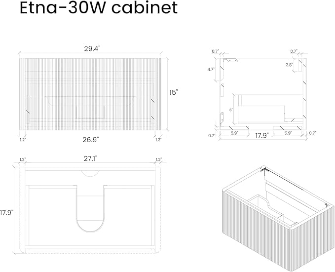 Bathroom Vanity with Sink,Large Storage Wall Mounted Floating Bathroom Vanity with Overflow for Modern Bathroom, One-Piece Sink Basin Minimalist Bathroom Sink Cabinet KD