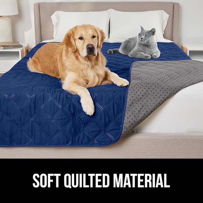 GORILLA GRIP Waterproof Dog Blanket, 82x102 Couch Cover for Dogs Washable, Protects Sofa, Furniture, Crate, Car, RV Essentials Pet Supplies, Tear and Slip Resistant Leakproof Cushion Cover, Navy Blue