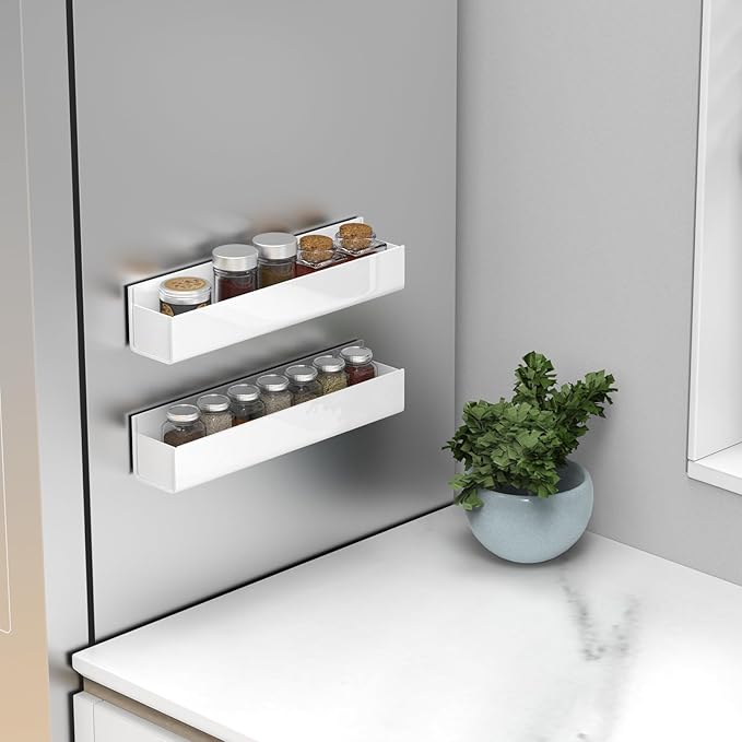 Wall-Mount Acrylic Spice Rack 2-Pack - No Drilling Required