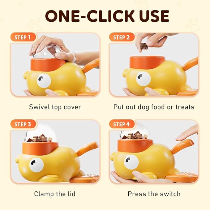 Duck Dog Food Dispenser Toy - 2-in-1 Interactive Puzzle Feeder for IQ Training & Boredom Relief,Durable Slow Feeder Dog Bowl, Mental Stimulation Enrichment Treat Toy for Small & Medium Dogs (1)