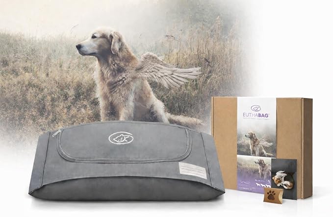 EUTHABAG Snuggle Bag Designed by a Veterinarian The Dignified Pet Cremation & Burial Bag with Kit for a Gentle Goodbye for German Shepherd, Labrador Retriever, Mastiff and Large Dogs 40–85 lb (Large)