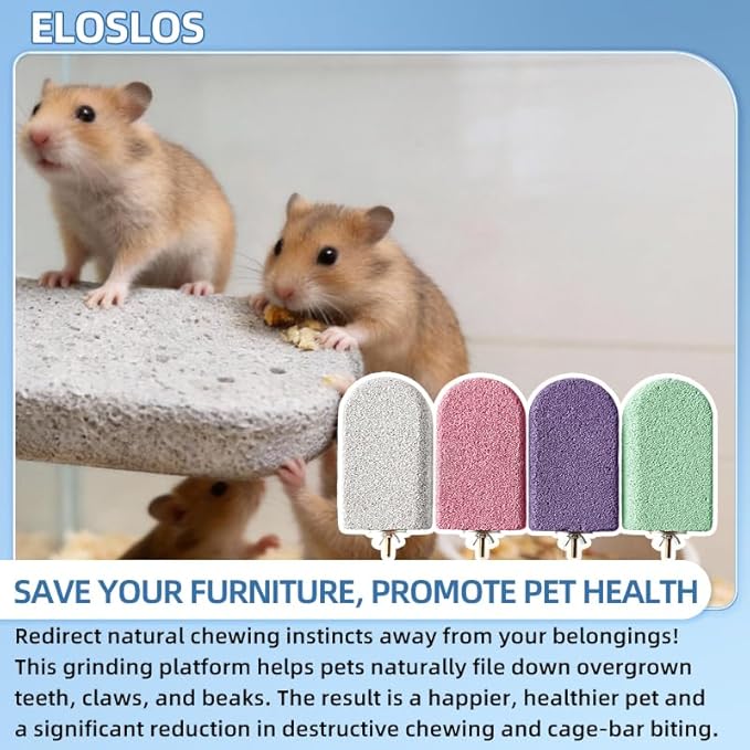 4 Pack Large Size Lava Ledge for Small Pets - Chinchilla, Hamster, Parrot - Grinding & Jumping Platform with 4 Colors (Gray, Pink, Purple, Cyan)