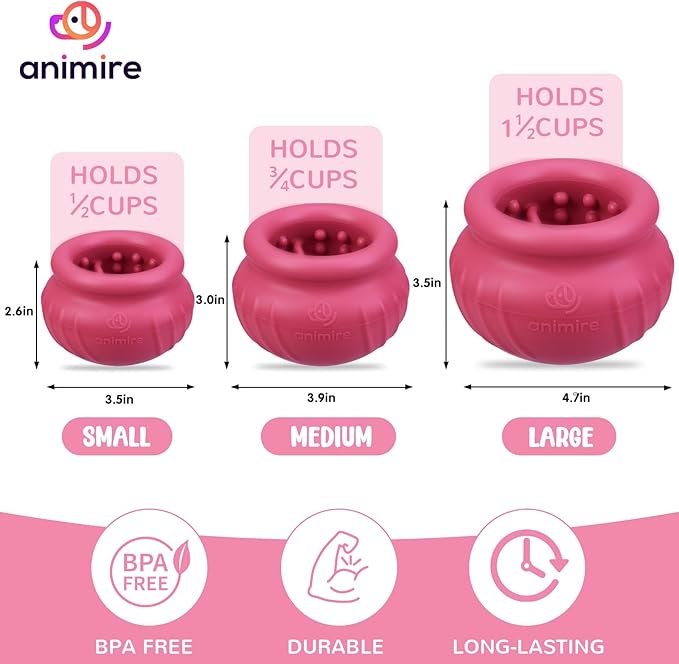 Wobbly Dog Enrichment Lick Toy, Stuffable Frozen Lick Bowl to Keep Dogs Busy, Long-Lasting Interactive Treat Dispensing Dog Toy, Silicone Fetch Catch Chew Toy(Rose,M)