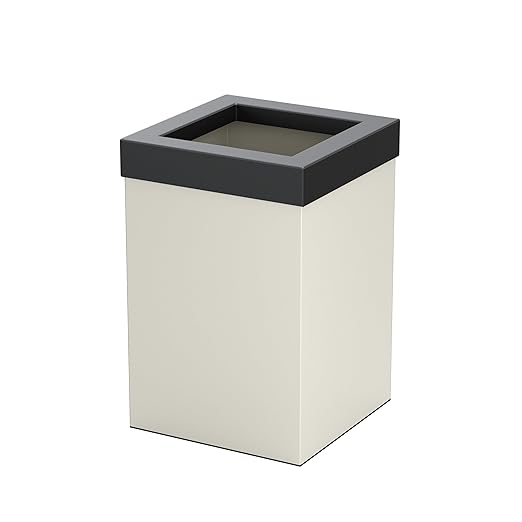Gatco Small Bathroom Trash Can with Lid, Square 3 Gallon Stainless Steel Wastebasket, Under Sink, Matte Pearl and Matte Black, for Bathroom, Bedroom, Office (1935MX)